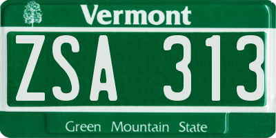 VT license plate ZSA313