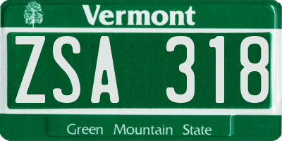 VT license plate ZSA318