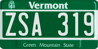 VT license plate ZSA319