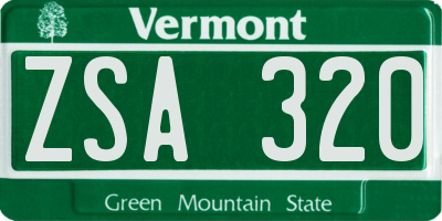 VT license plate ZSA320
