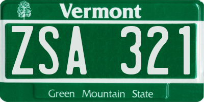 VT license plate ZSA321