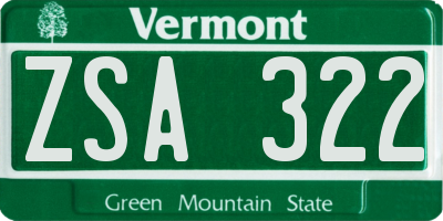 VT license plate ZSA322