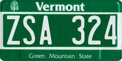VT license plate ZSA324