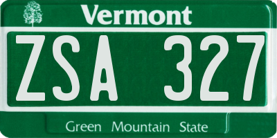 VT license plate ZSA327