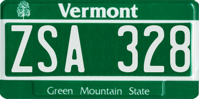 VT license plate ZSA328