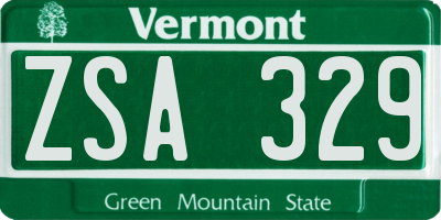 VT license plate ZSA329