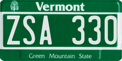 VT license plate ZSA330