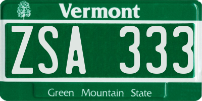 VT license plate ZSA333