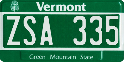 VT license plate ZSA335