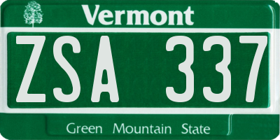 VT license plate ZSA337