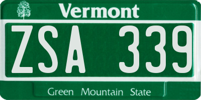 VT license plate ZSA339