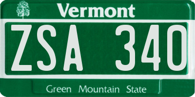 VT license plate ZSA340