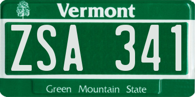 VT license plate ZSA341