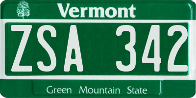 VT license plate ZSA342