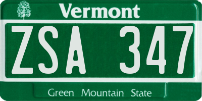 VT license plate ZSA347