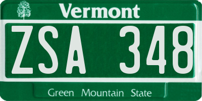 VT license plate ZSA348