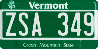 VT license plate ZSA349