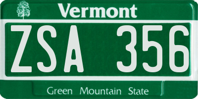 VT license plate ZSA356