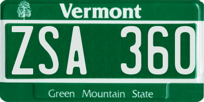 VT license plate ZSA360