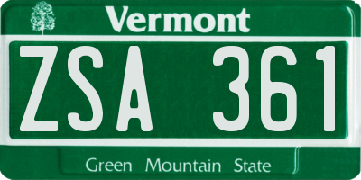 VT license plate ZSA361