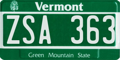 VT license plate ZSA363