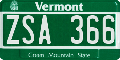VT license plate ZSA366