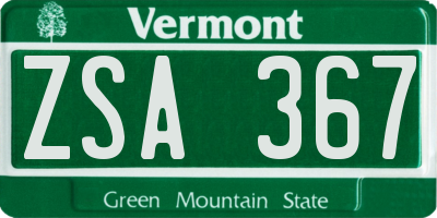 VT license plate ZSA367