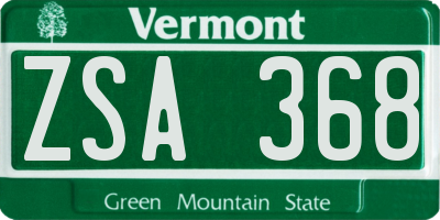 VT license plate ZSA368