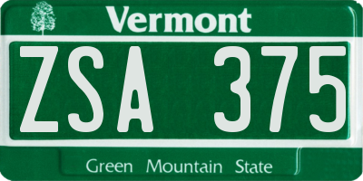 VT license plate ZSA375