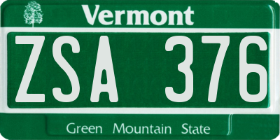 VT license plate ZSA376