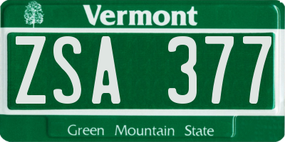 VT license plate ZSA377