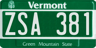 VT license plate ZSA381