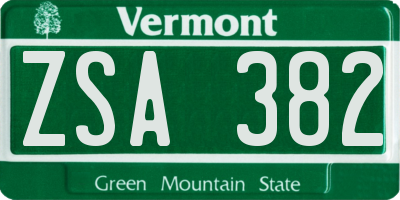 VT license plate ZSA382