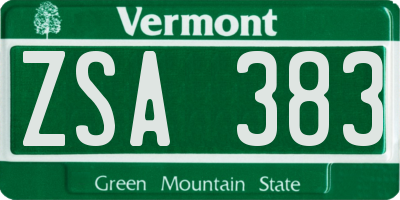 VT license plate ZSA383