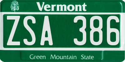 VT license plate ZSA386