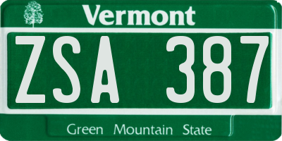 VT license plate ZSA387