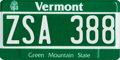 VT license plate ZSA388