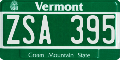 VT license plate ZSA395
