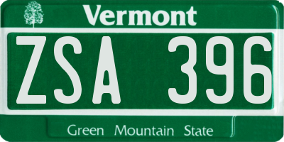VT license plate ZSA396