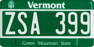 VT license plate ZSA399