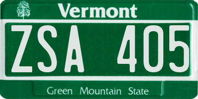 VT license plate ZSA405
