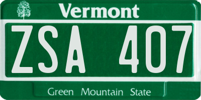 VT license plate ZSA407