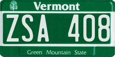 VT license plate ZSA408