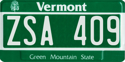 VT license plate ZSA409