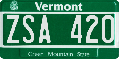 VT license plate ZSA420