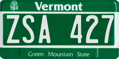 VT license plate ZSA427