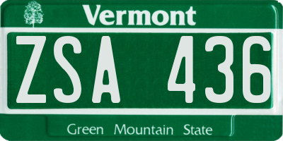 VT license plate ZSA436
