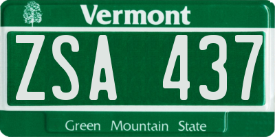 VT license plate ZSA437