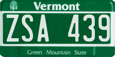 VT license plate ZSA439