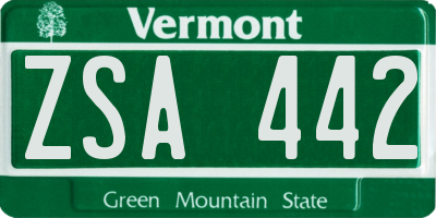 VT license plate ZSA442